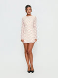 Nyxia Long Sleeve Mini Dress Cream Red Polka