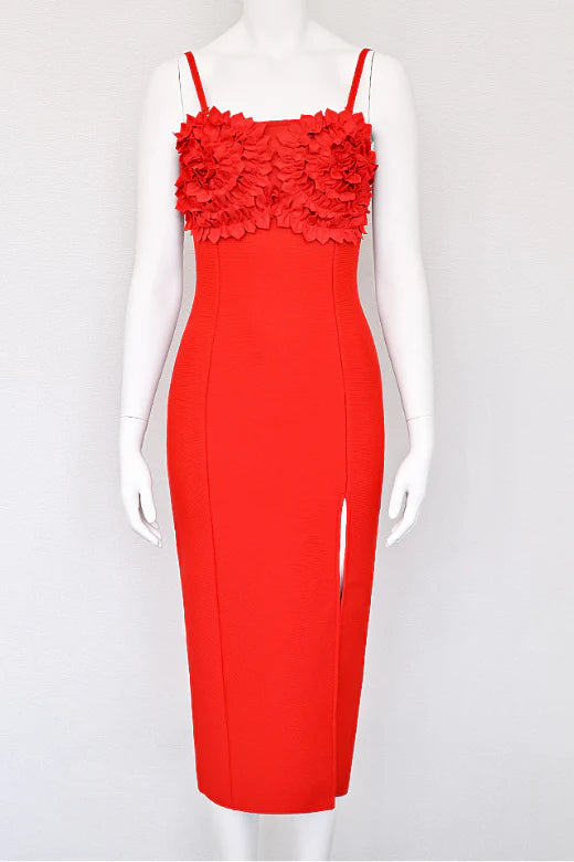 Faye Bandage Midi Dress Lipstick Red