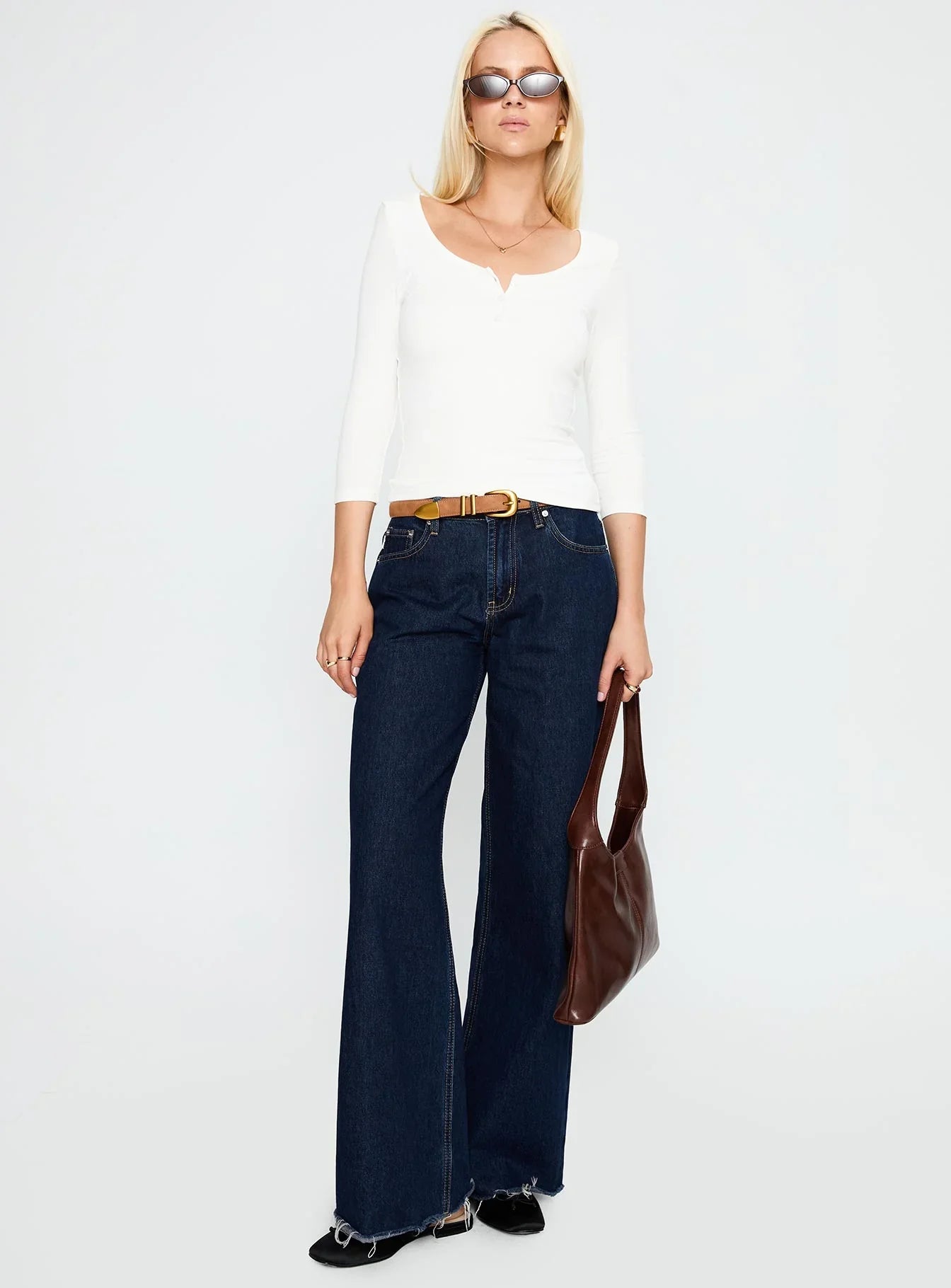 Desirae 3/4 Sleeve Top White