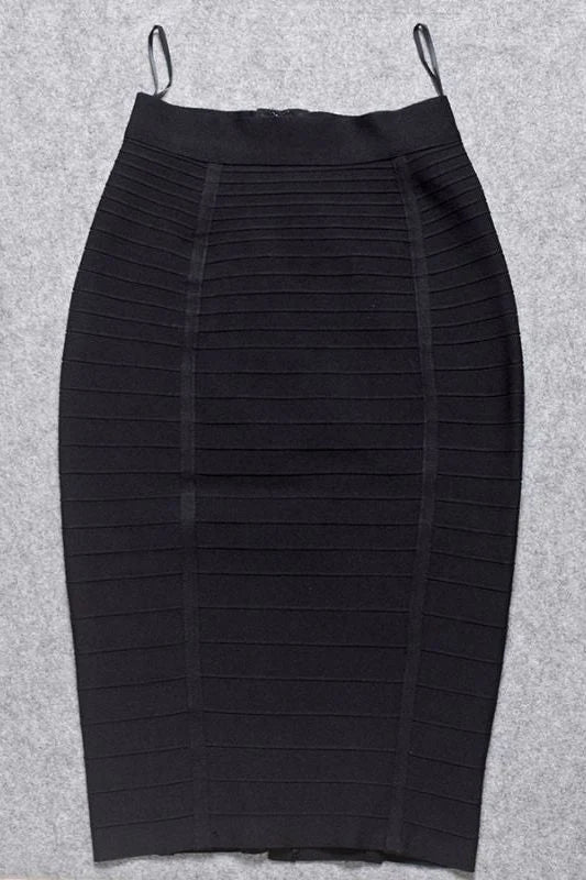 Leni Bandage Top and Knee Length Skirt Set Classic Black