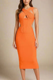 Sasha Bandage Midi Dress Apricot Orange