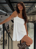Every Breath Linen Shift Mini Dress White