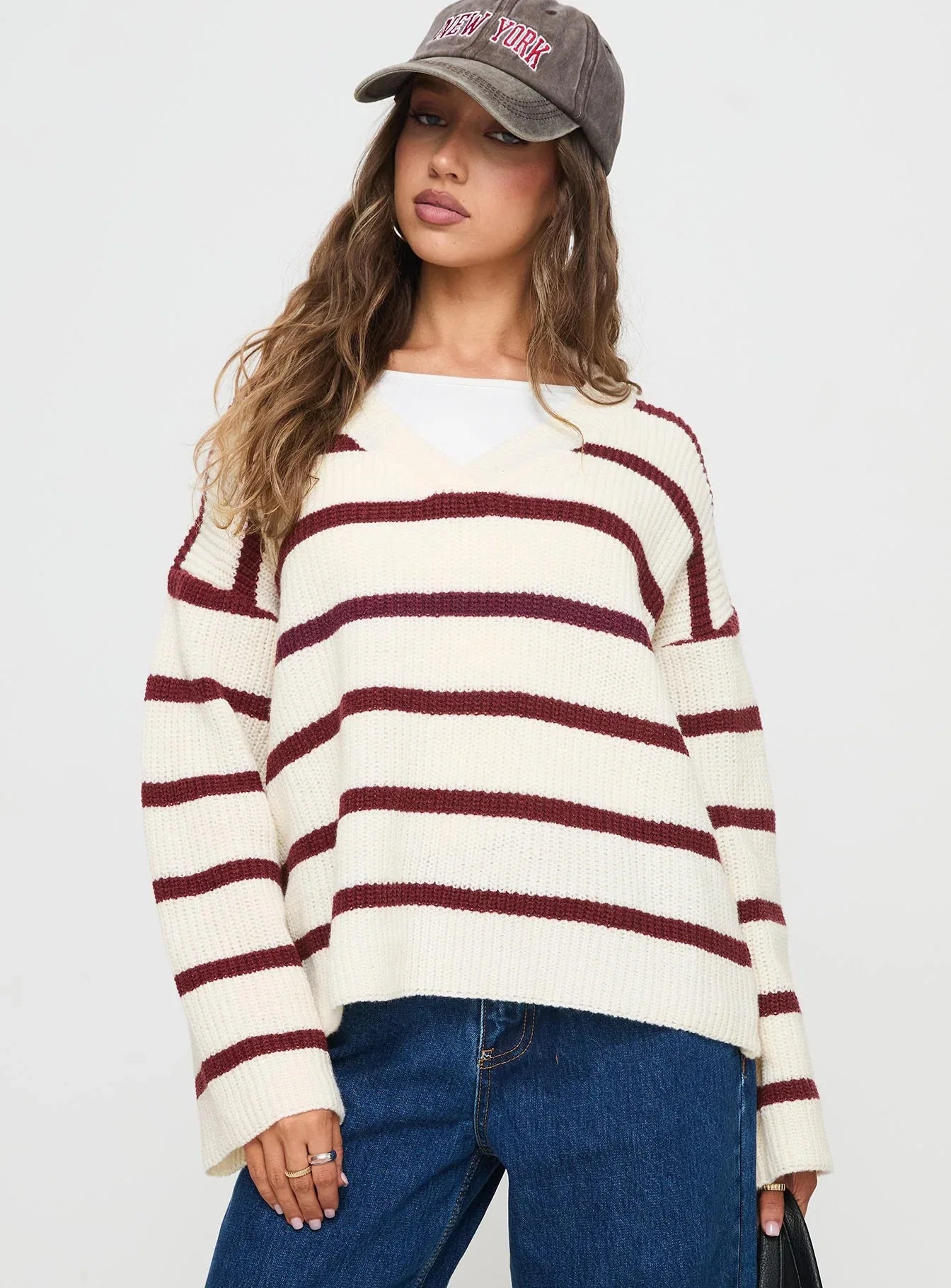 Forte Knit Sweater Red Cream