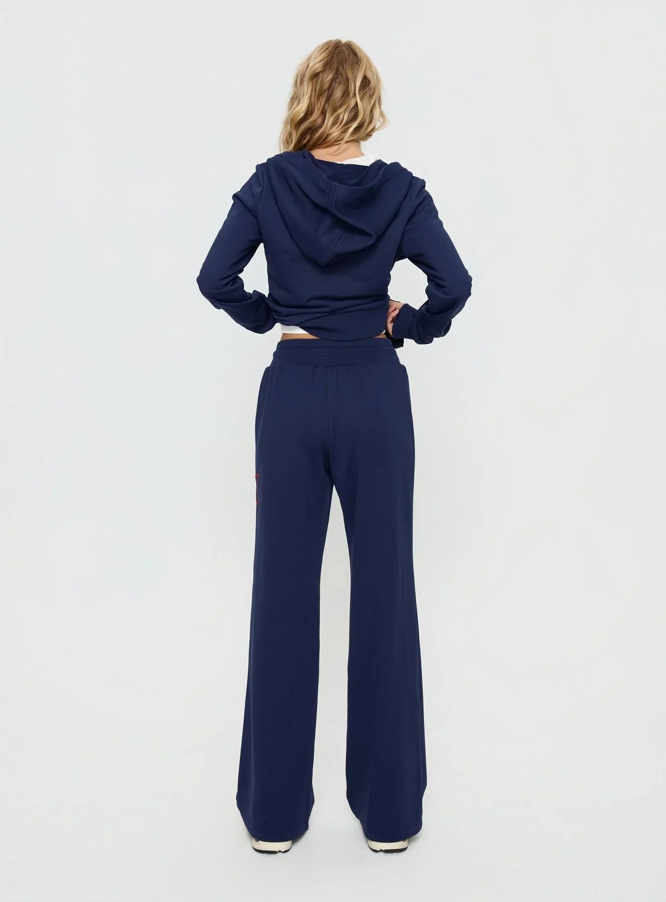 Kari Distressed Patch Track Pant Navy Multi