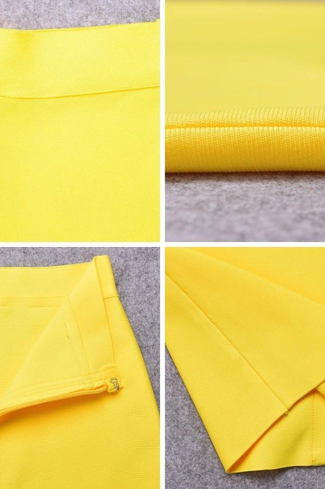 Pencil High Waist Bandage Knee Length Skirt Sun Yellow