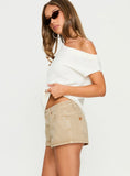 Dreamful Low Rise Mini Denim Shorts Sand Wash