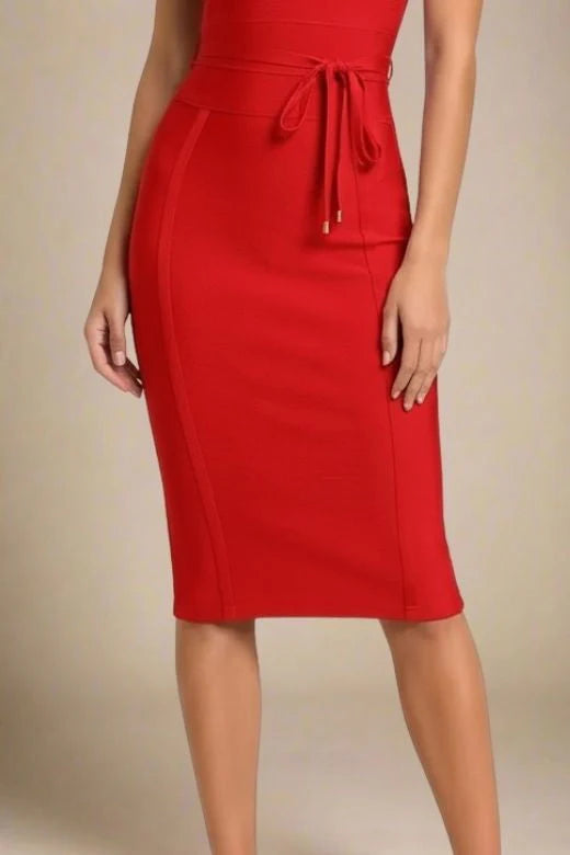 Bek Bandage Dress Lipstick Red