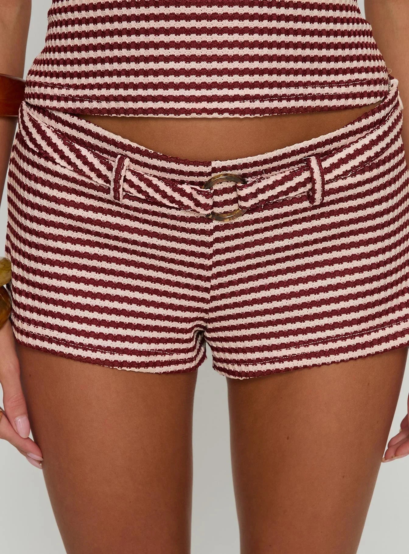 Olimpia Belted Micro Short Red Stripe