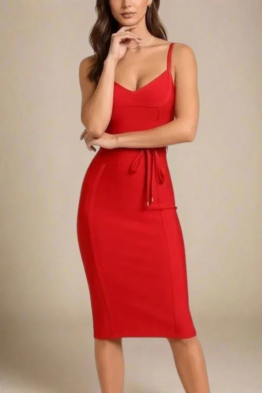 Bek Bandage Dress Lipstick Red