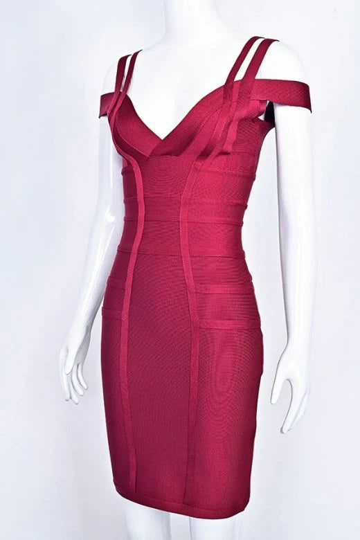 Sia Bandage Dress Red Wine