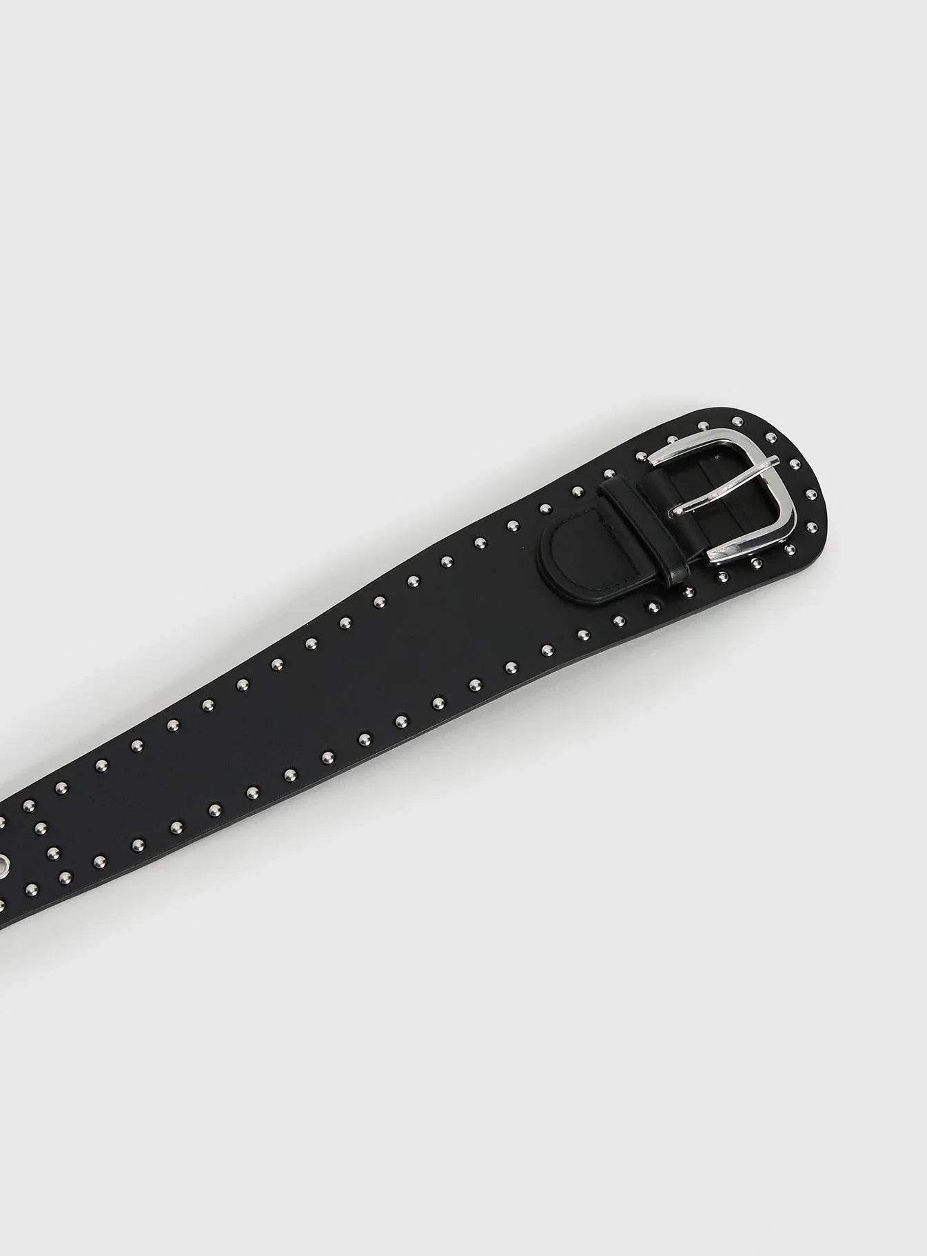 Main Thing Faux Leather Studded Belt Black Silver