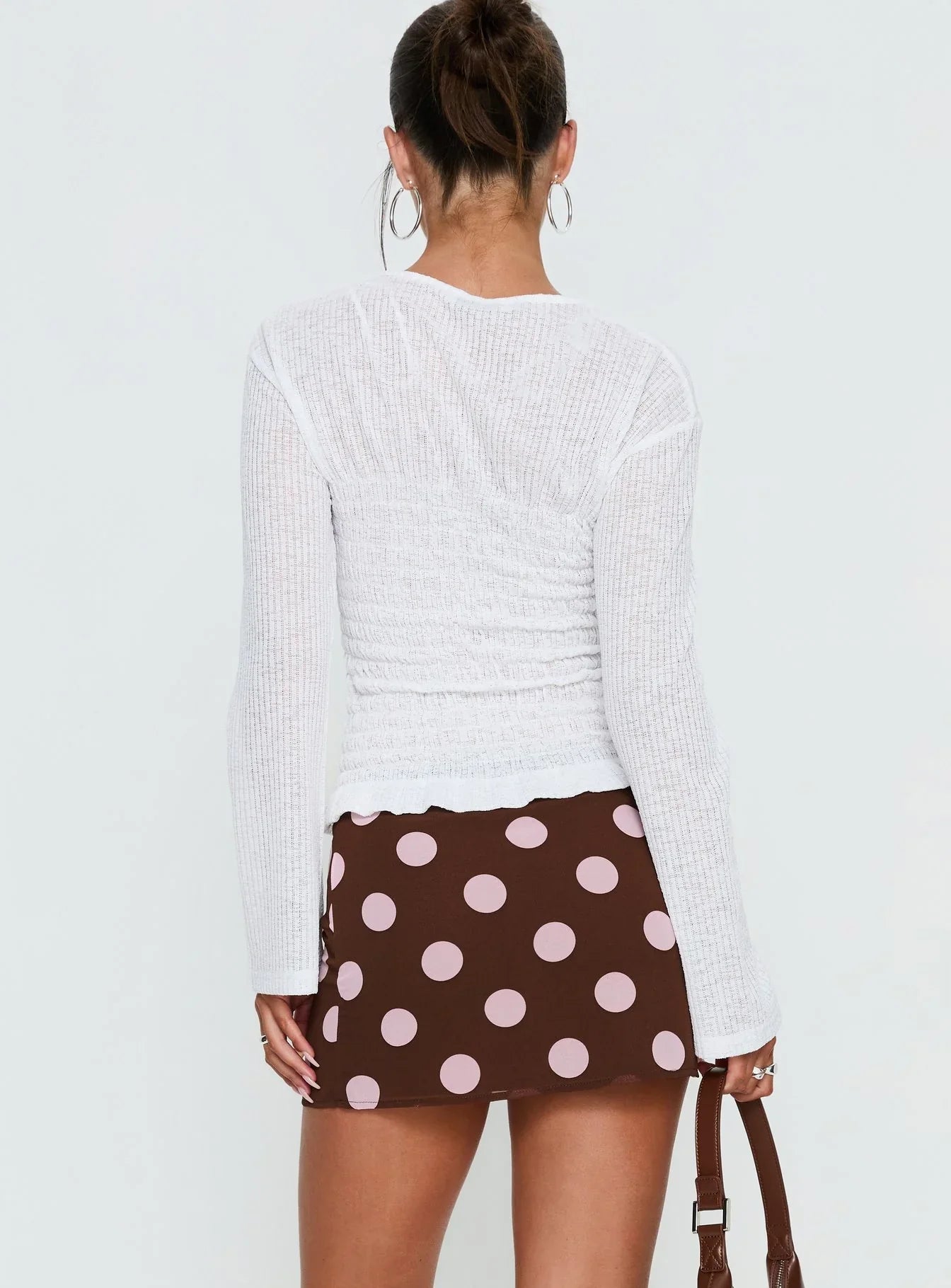 Adelaida Mini Skirt Brown / Pink Polka