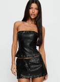 Pammie Faux Leather Strapless Top Black