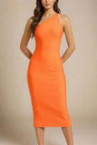 Joi Bodycon Midi Dress Apricot Orange