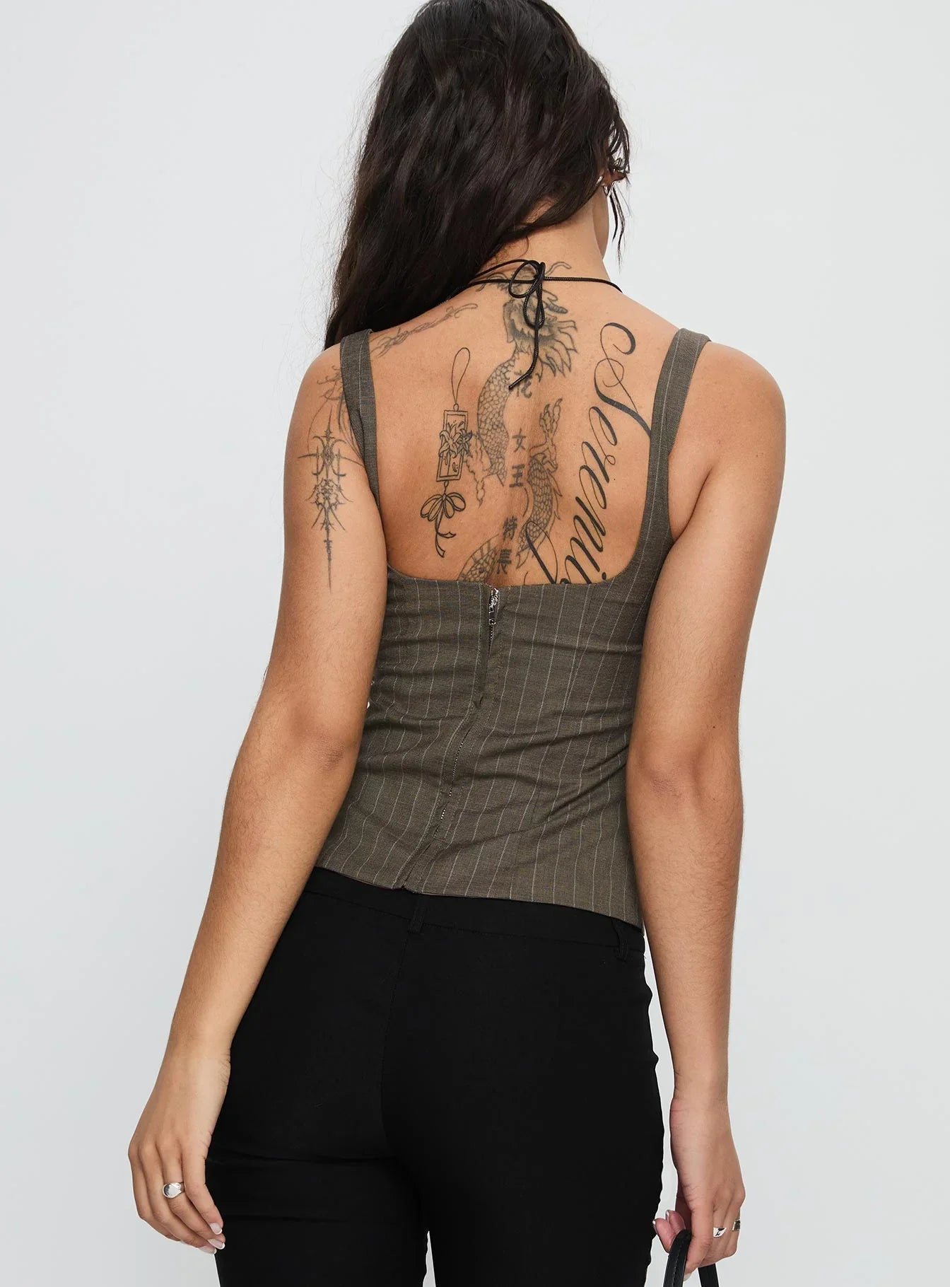 Nylen Tailored Suiting Top Brown Pinstripe