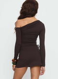 Perceptive One Shoulder Playsuit Brown