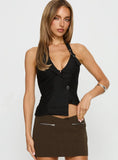 Rosanto Asymmetrical Buckle Top Black
