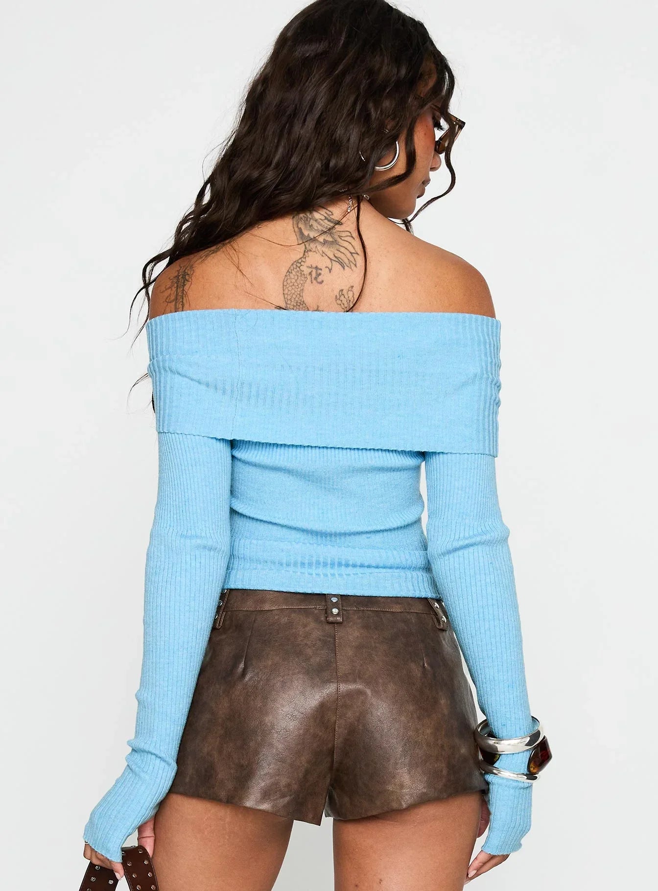 Morley Off Shoulder Sweater Blue