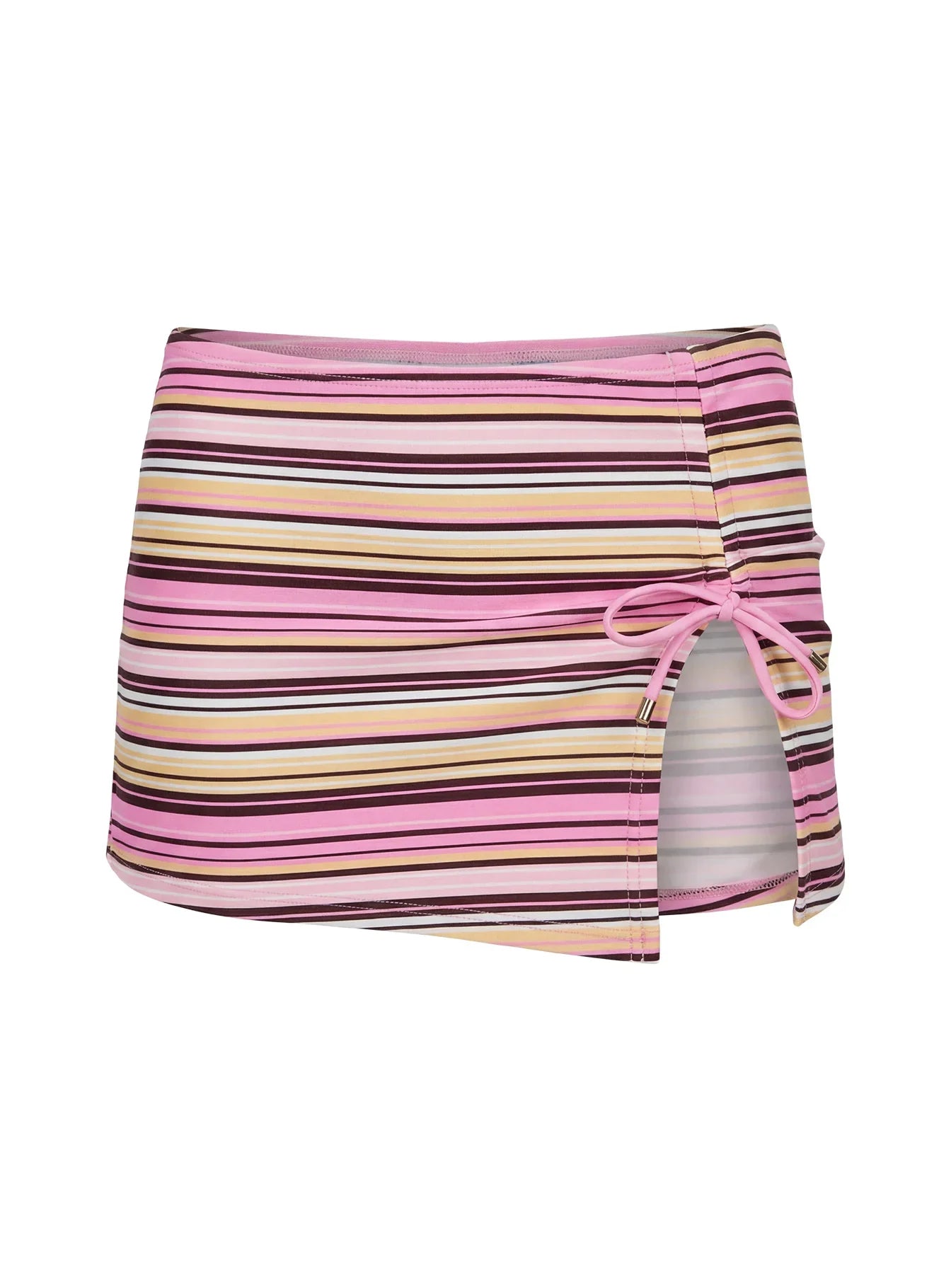 Lemargo Tie Ruched Swim Skirt Pink / Yellow Stripe