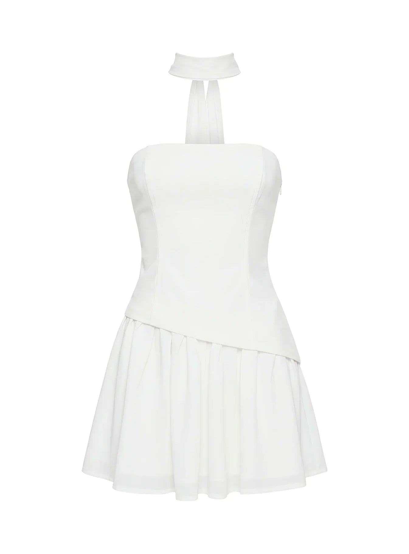 Odela Strapless Drop Waist Mini Dress White