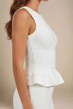 Leni Bandage Peplum Top White Pearl