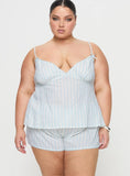 Tenderness Lace Sleep Set Blue White Stripe Curve