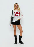 Korrin V Neck Graphic Knit Sweater White