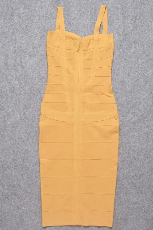 Heidi Bandage Midi Dress Mustard Yellow