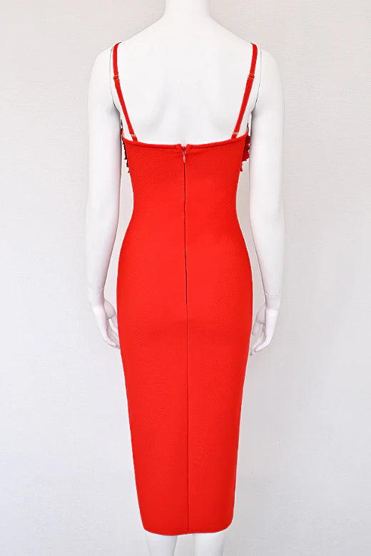 Faye Bandage Midi Dress Lipstick Red