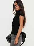 Melaniya Button Up Top Black