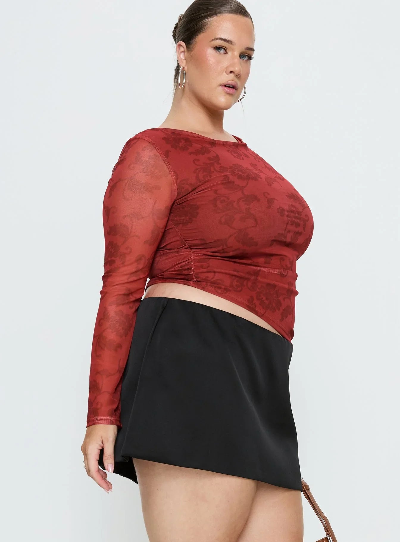 Nadya Satin Tailored Mini Skirt Black Curve
