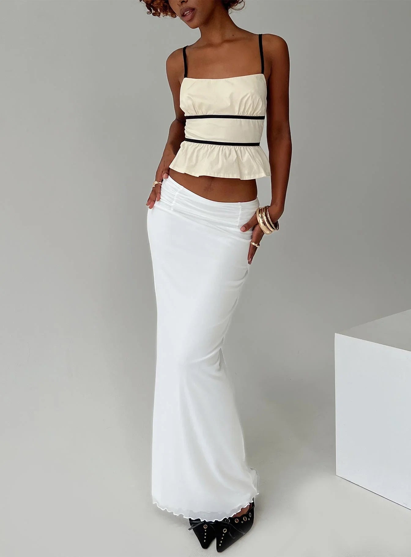 Daxon Top Cream Black