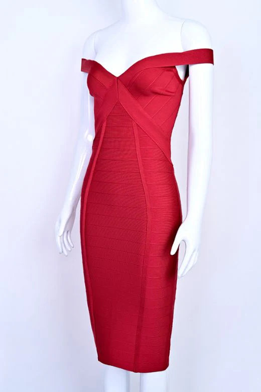 Breanna Bandage Dress Chilli Red