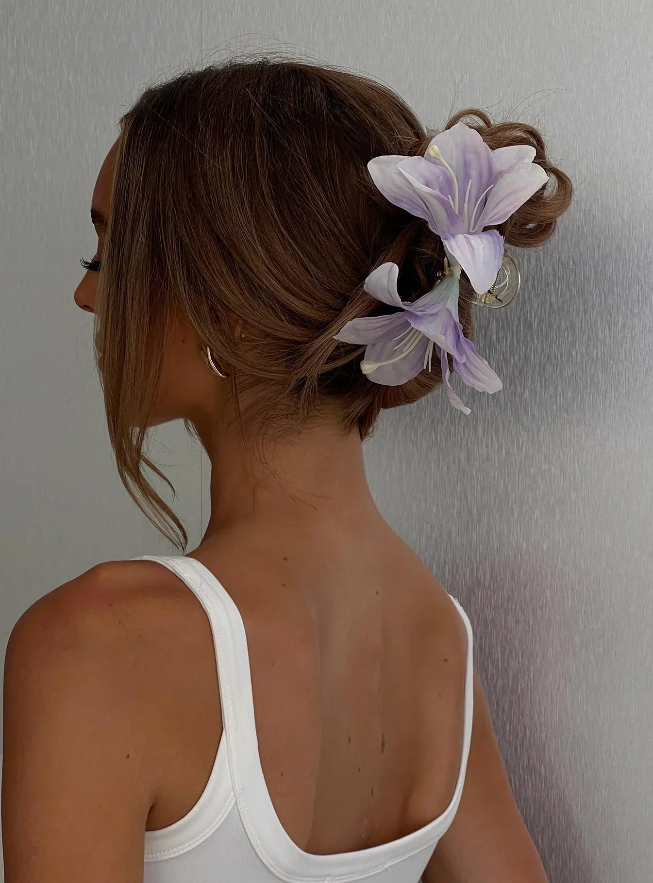 Kenedi Floral Claw Clip Purple