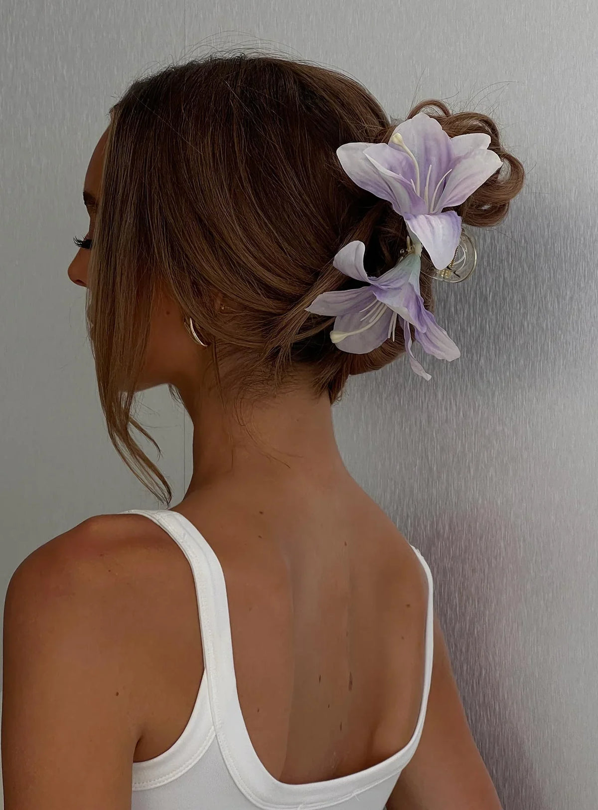 Kenedi Floral Claw Clip Purple