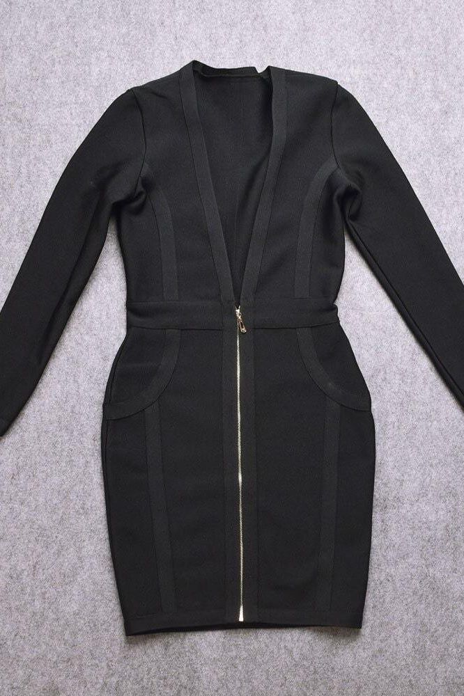 Eva Long Sleeve Bandage Mini Dress Classic Black