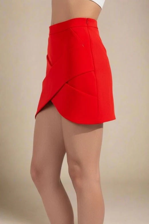 Jay High Waist Bandage Mini Skirt Lipstick Red
