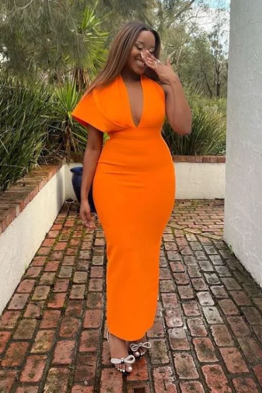 Blake Bandage Maxi Dress Apricot Orange Sale