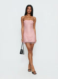 Jemira Strapless Shimmer Mini Dress Pink