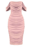 Zia Bodycon Wrap Midi Dress Dusty Pink