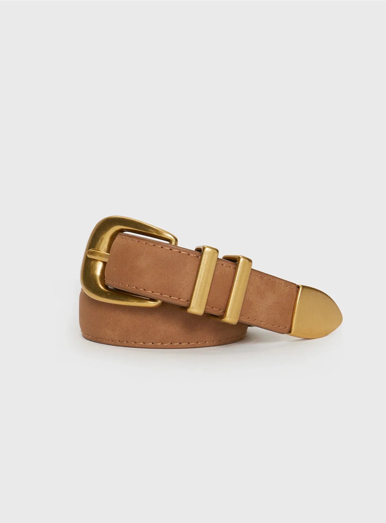 Duncani Faux Suede Belt Brown Gold
