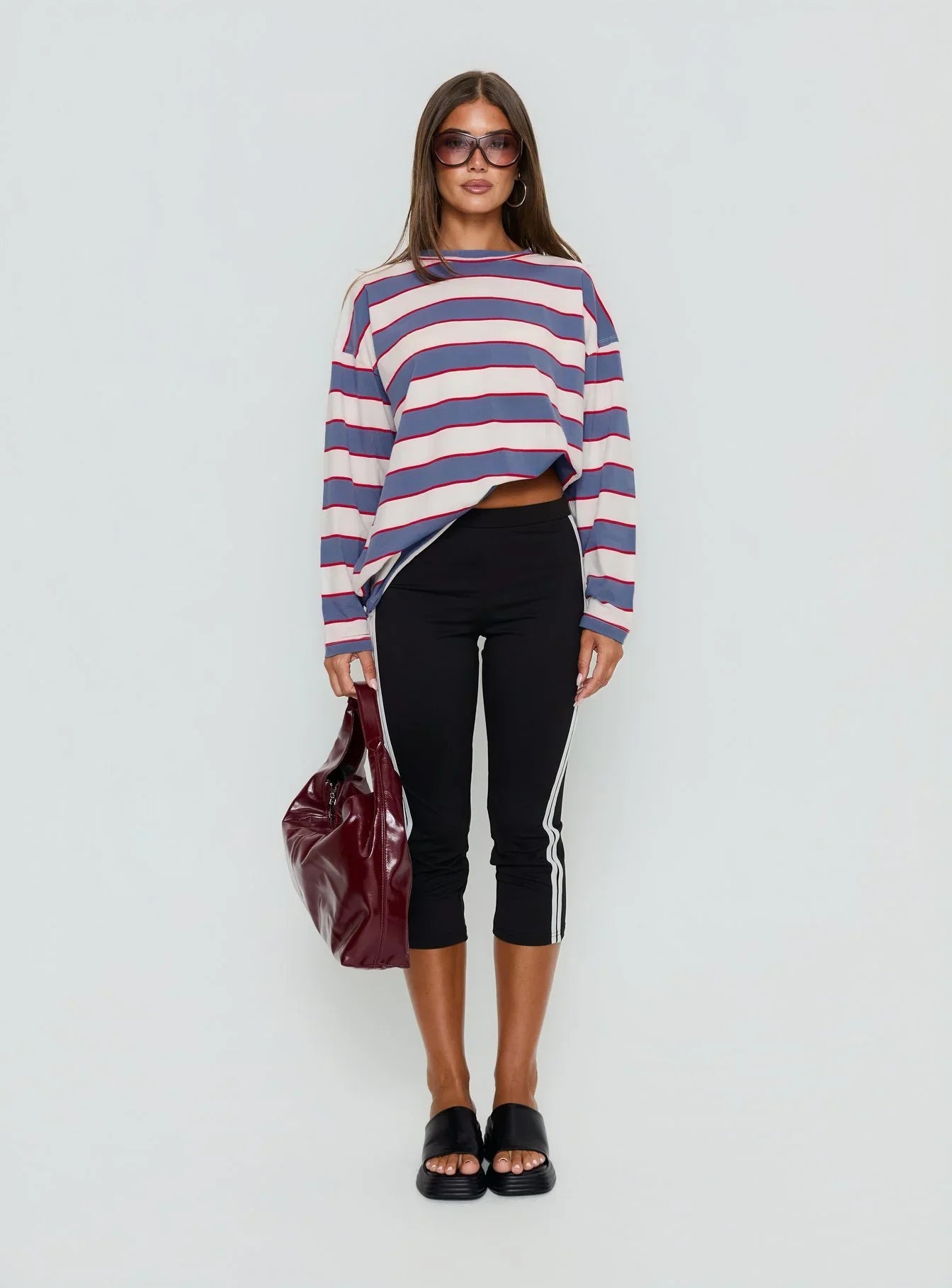 Horizon Long Sleeve Top Dusty Blue Stripe