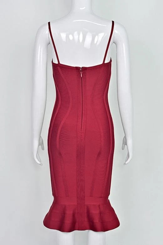 Joy Bandage Midi Dress Red Wine