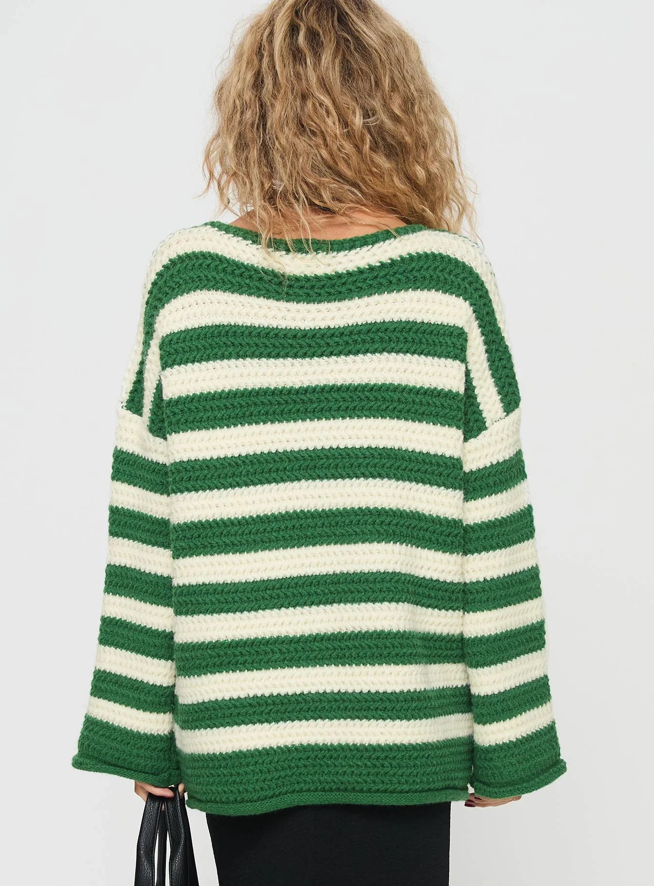 Brando Knit Sweater Green Cream Stripe