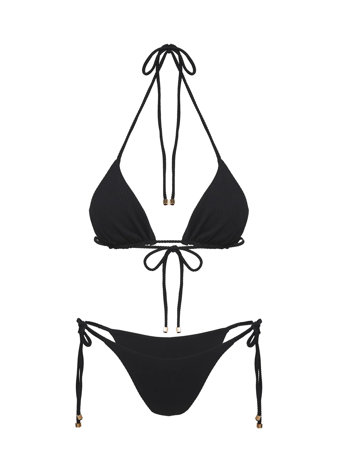 Glora Tie Side Ribbed Bikini Bottom Black