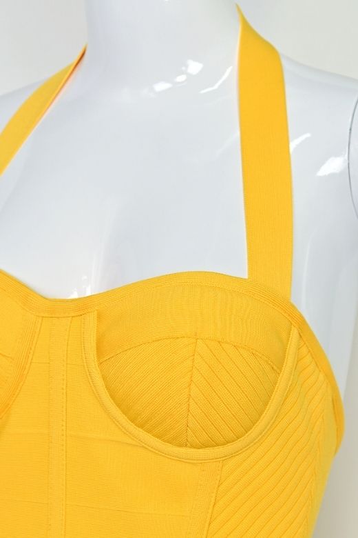 Isabella Bandage Midi Dress Mustard Yellow