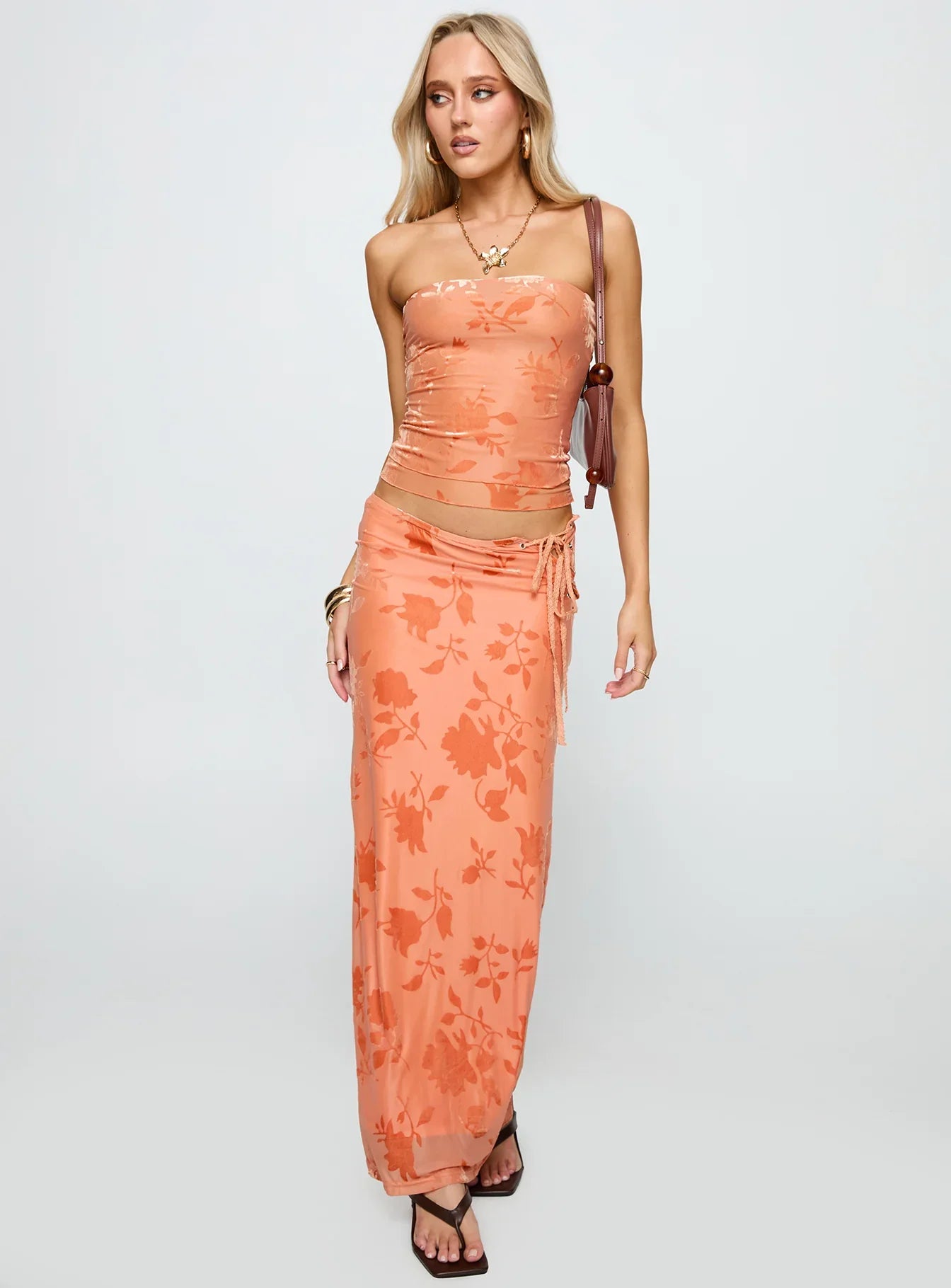 Mikah Strapless Top Orange