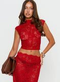 Vionna Lace Top Red