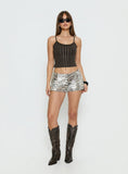 Winter Solstice Scoop Neck Eyelet Detail Top Dark Slate