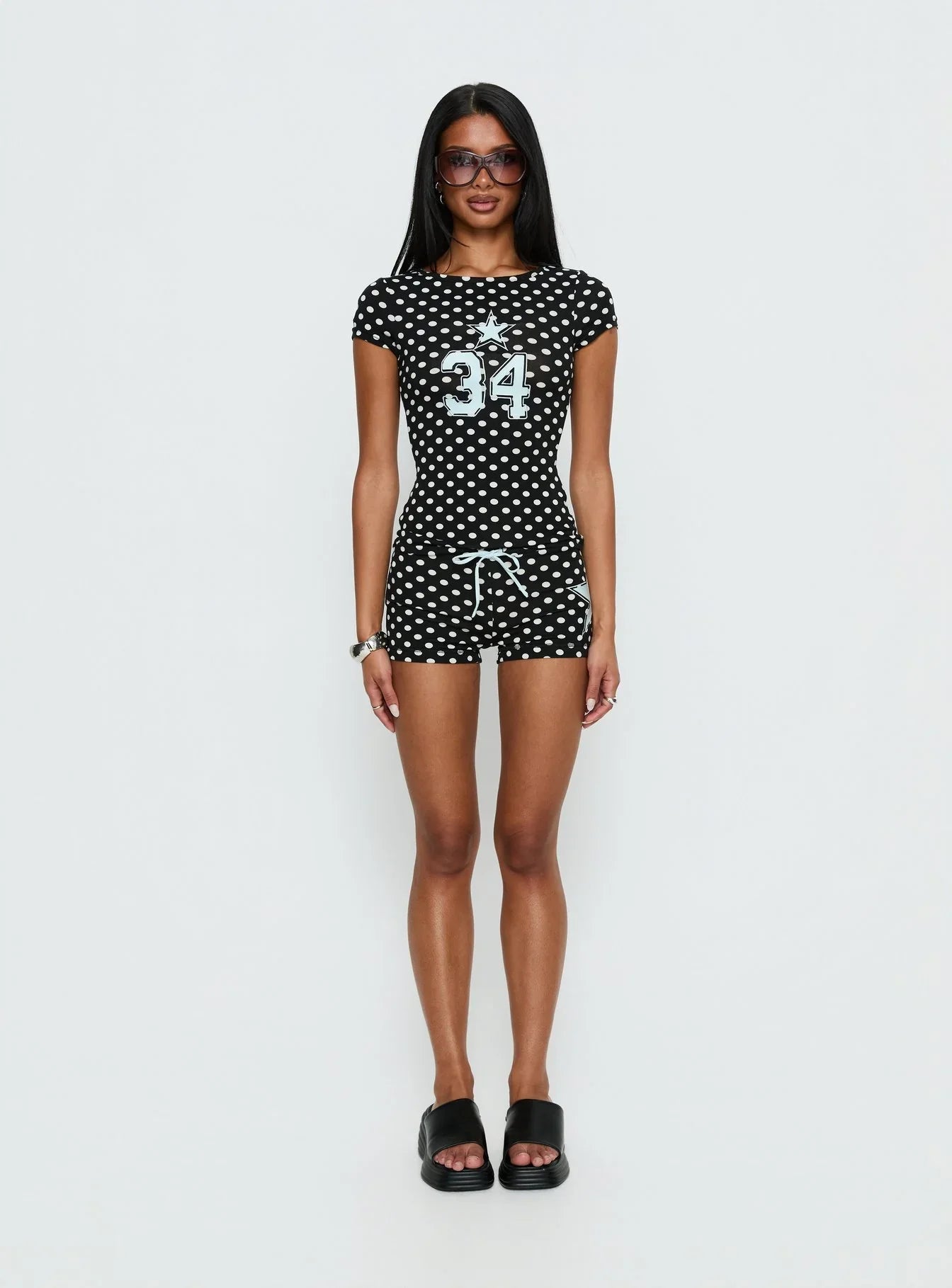 Elacie Micro Shorts Black Polka Dot